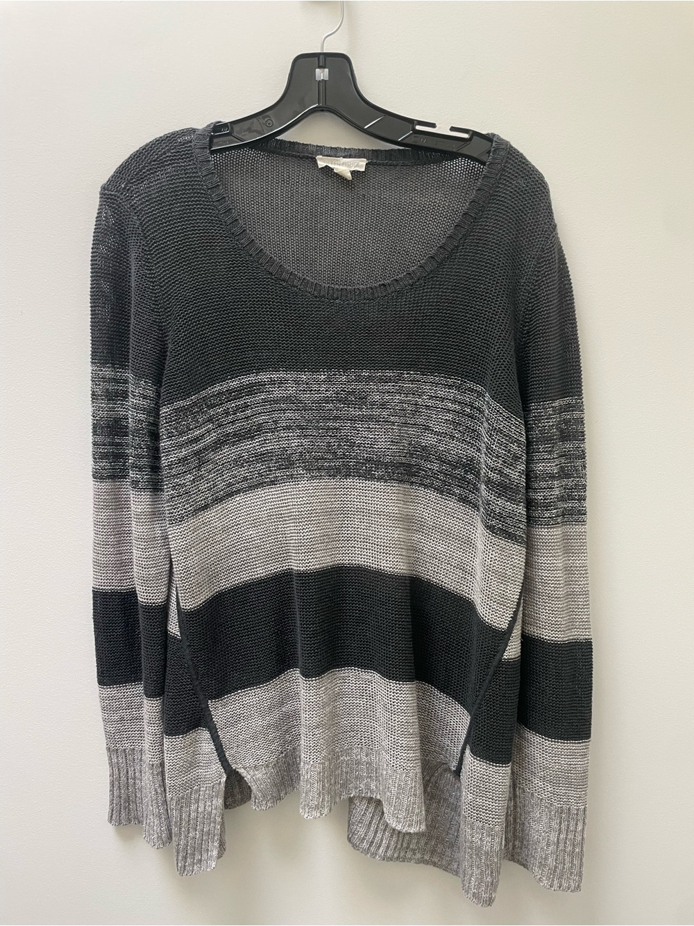 Eileen Fisher 100% Linen Grey Block Crewneck Sweater Size XL